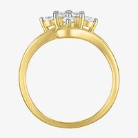 (G-H / Si2-I1) Womens 2/3 Ct. T.W. Lab Grown White Diamond 10K Gold Side Stone Bypass  Cocktail Ring