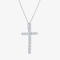 G-H / Si2-I1) Womens /3 CT. T.W. Lab Grown White Diamond 10K Gold Cross 18 Inch Pendant Necklace