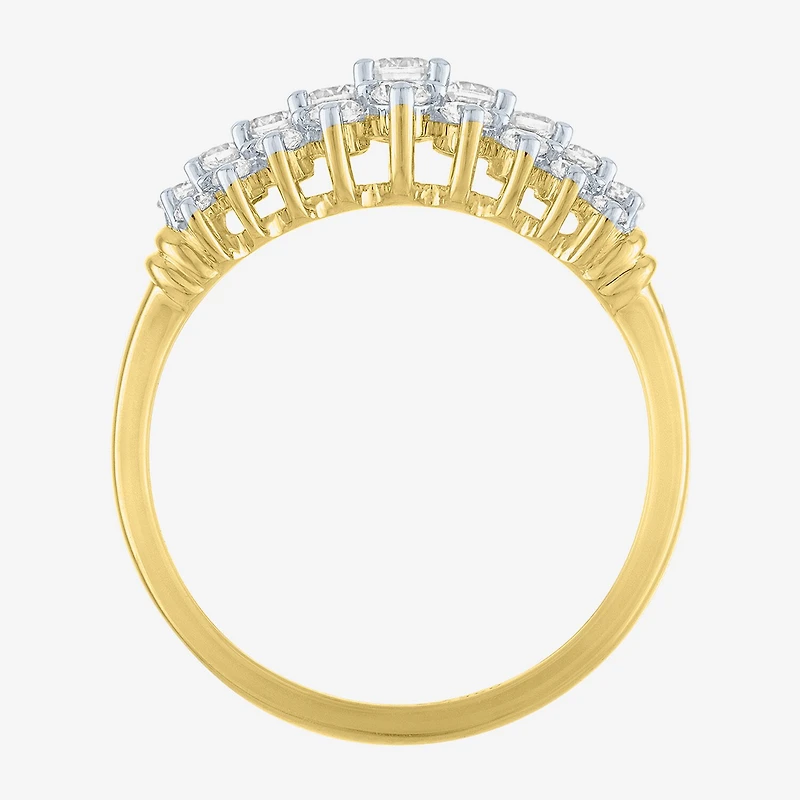 (G-H / Si2-I1) Womens 2/3 Ct. T.W. Lab Grown White Diamond 10K Gold Cocktail Ring