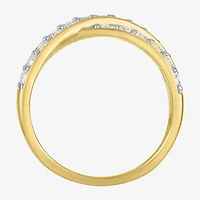 (G-H / Si2-I1) Womens 2/3 Ct. T.W. Lab Grown White Diamond 10K Gold Crossover Cocktail Ring