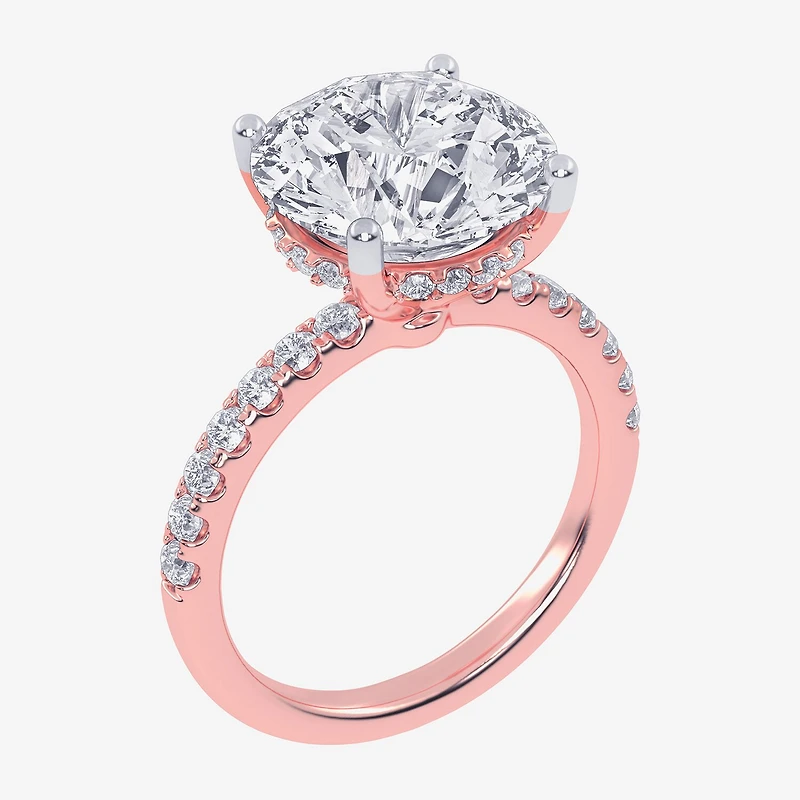 (F-G /Vs2-Si1) Womens 8 1/2 Ct. T.W. Lab Grown White Diamond 14K Gold Round Side Stone Engagement Ring