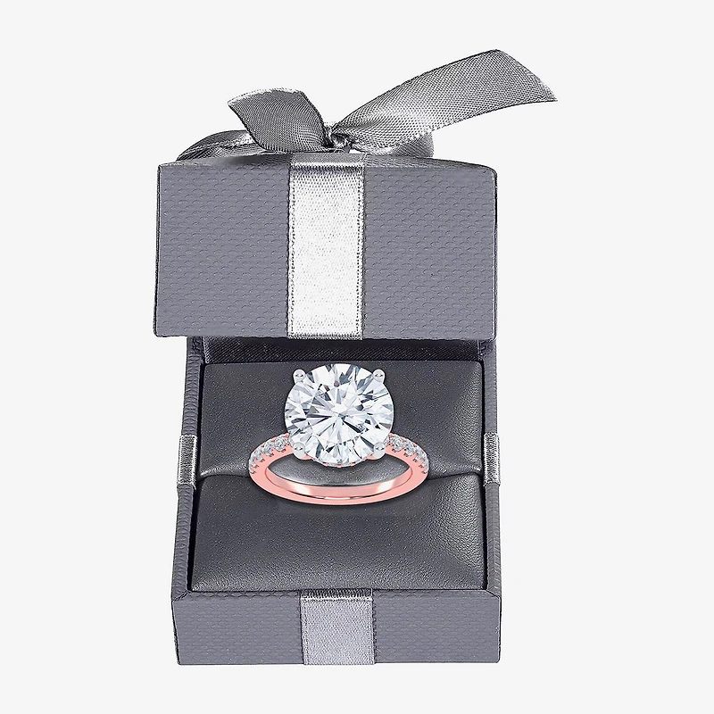 (F-G /Vs2-Si1) Womens 8 1/2 Ct. T.W. Lab Grown White Diamond 14K Gold Round Side Stone Engagement Ring