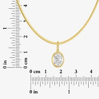 Diamond Addiction (G-H / Si2-I1) Womens 1 1/2 CT. T.W. Lab Grown White Diamond 14K Gold Over Silver Oval 18 Inch Pendant Necklace