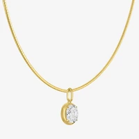 Diamond Addiction (G-H / Si2-I1) Womens 1 1/2 CT. T.W. Lab Grown White Diamond 14K Gold Over Silver Oval 18 Inch Pendant Necklace