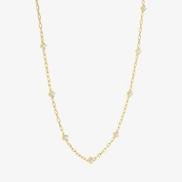 Diamond Addiction (G-H / Si2-I1) Womens 14K Gold Over Silver 20 Inch Link Chain Necklace