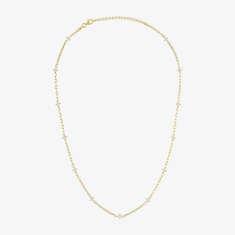 Diamond Addiction (G-H / Si2-I1) Womens 14K Gold Over Silver 20 Inch Link Chain Necklace