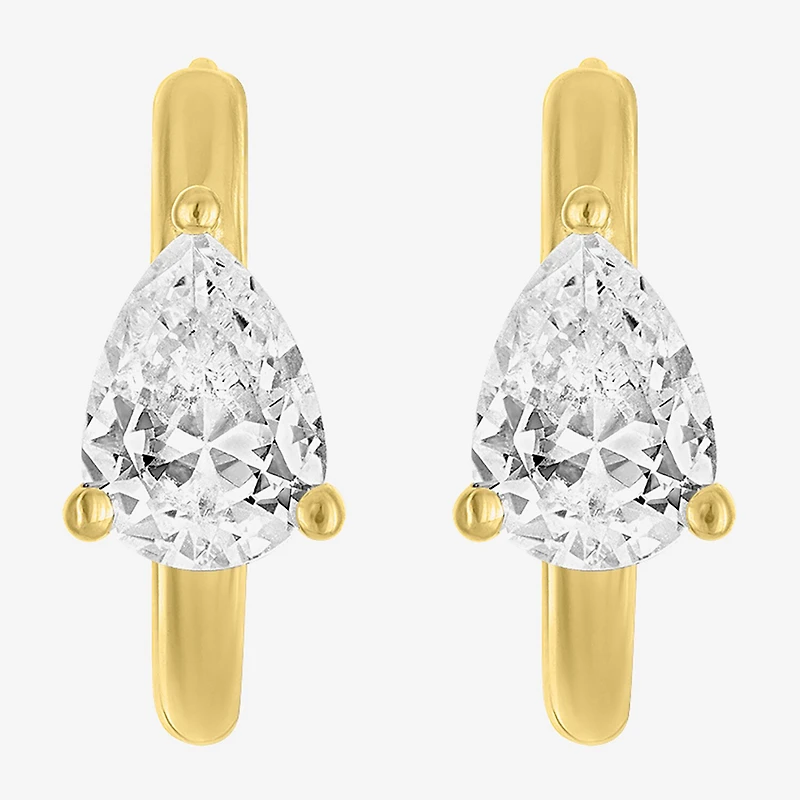 Diamond Addiction (G-H / Si2-I1) Womens 1 1/2 CT. T.W. Lab Grown White Diamond 14K Gold Over Silver 14mm Pear Hoop Earrings