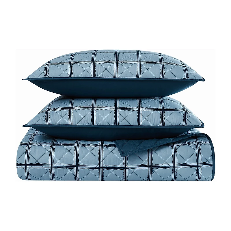 Cannon Luka Grid Easy Care Quilt Set