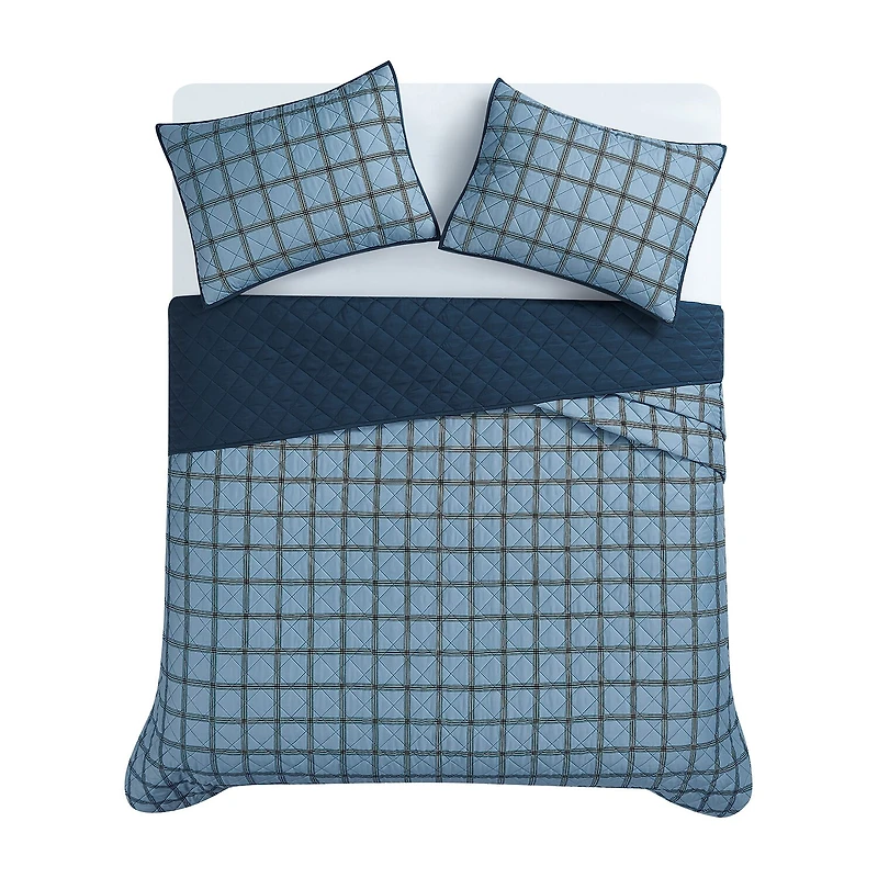 Cannon Luka Grid Easy Care Quilt Set