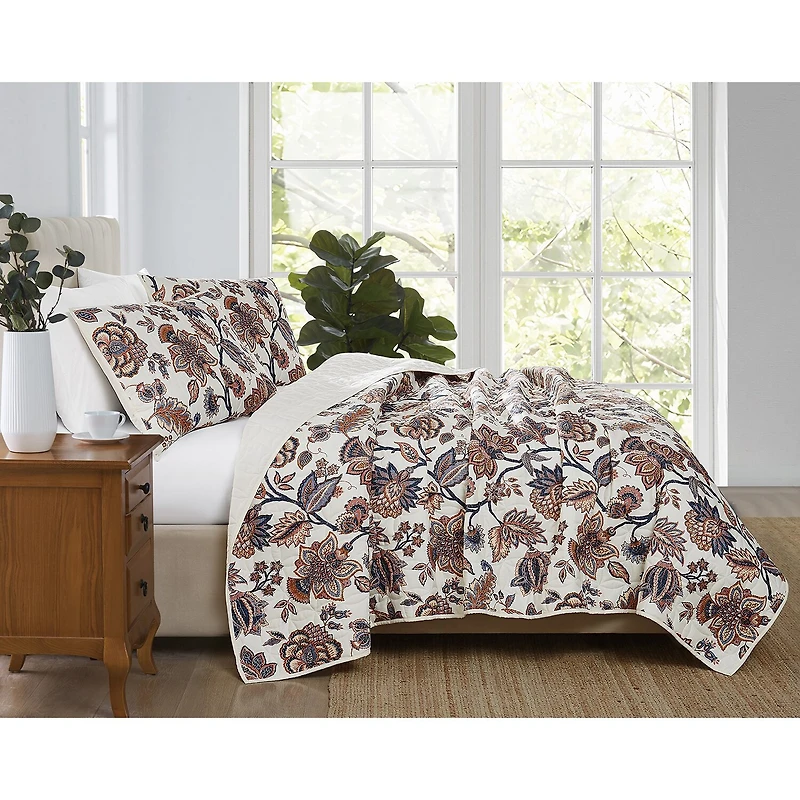 Cannon Chloe Jacobean Easy Care Quilt Set