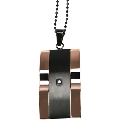 Mens Two-Tone Stainless Steel & Cubic Zirconia Pendant Necklace