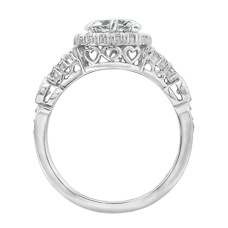Womens 2 CT. T.W. Cubic Zirconia Sterling Silver Heart Engagement Ring