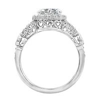 Womens 2 CT. T.W. Cubic Zirconia Sterling Silver Heart Engagement Ring