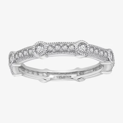 Cubic Zirconia Sterling Silver Round Band