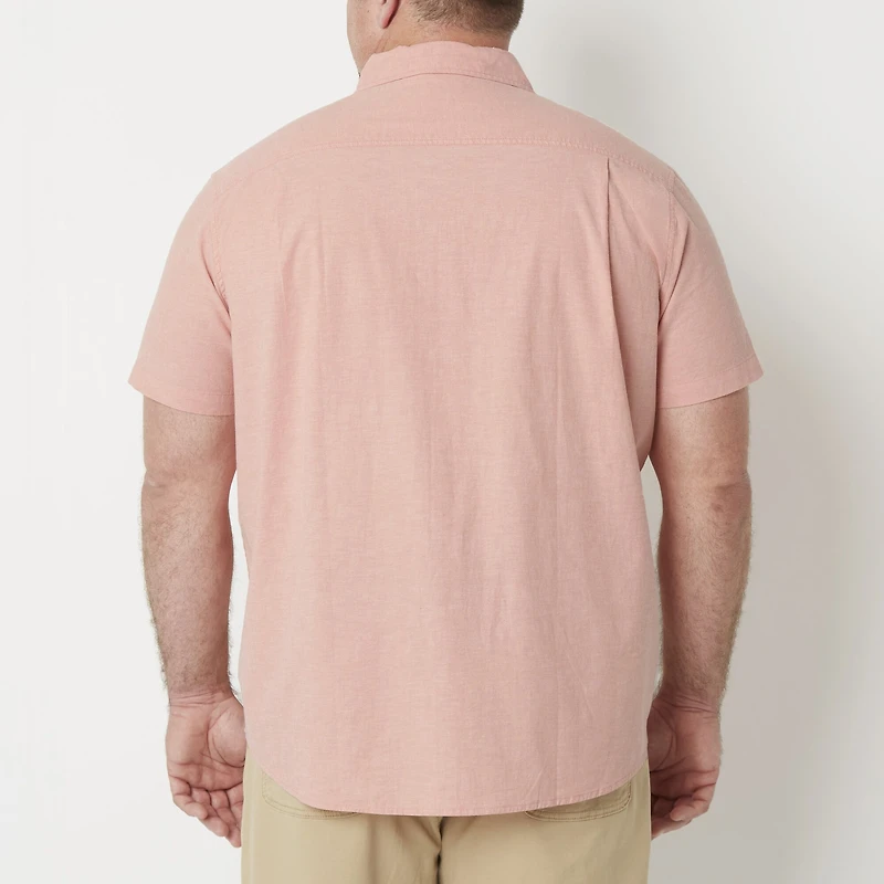 mutual weave Mens Easy-on + Easy-off Short Sleeve Classic Fit Big and Tall Button-Down Shirt