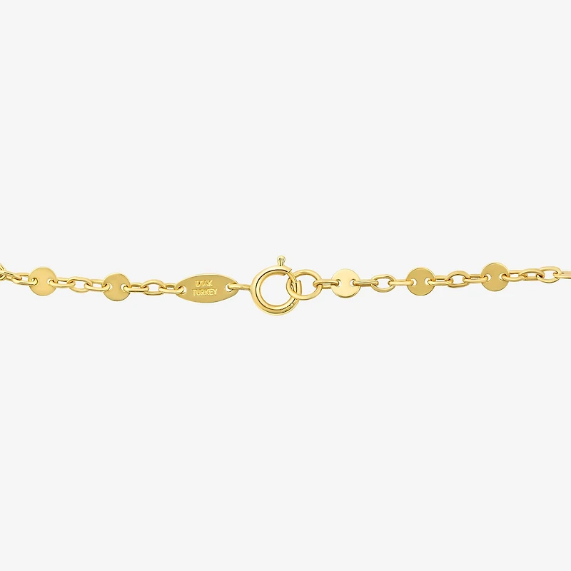 Womens 10K Gold 7.25 Inch Solid Link Chain Bracelet
