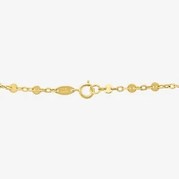 Womens 10K Gold 7.25 Inch Solid Link Chain Bracelet