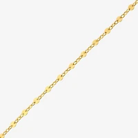 Womens 10K Gold 7.25 Inch Solid Link Chain Bracelet