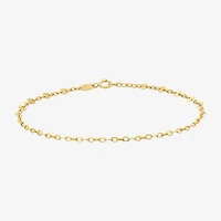 Womens 10K Gold 7.25 Inch Solid Link Chain Bracelet