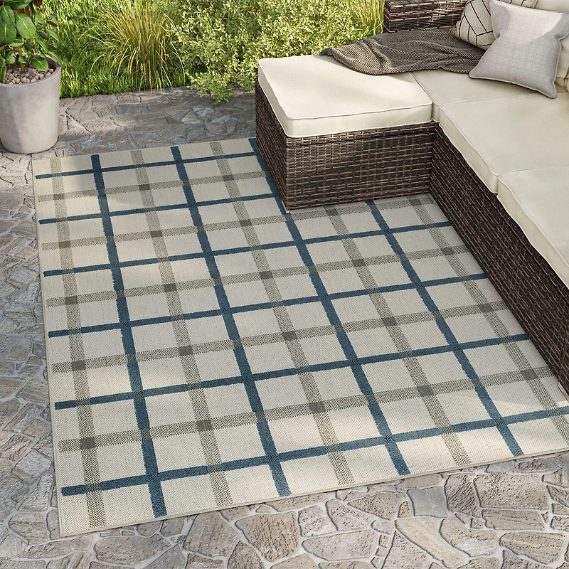 Covington Home Trieste Preppy Plaid Indoor Outdoor Rectangular Area Rug