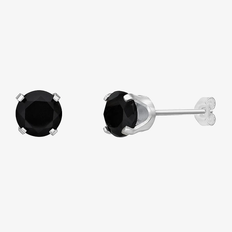 Genuine Black Onyx 10K Gold 5mm Round Stud Earrings