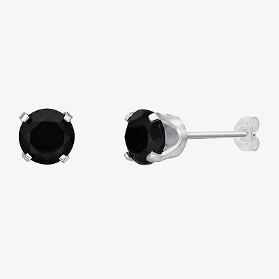 Genuine Black Onyx 10K Gold 5mm Round Stud Earrings