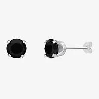 Genuine Black Onyx 10K Gold 5mm Round Stud Earrings