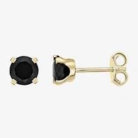 Genuine Black Onyx 14K Gold 6mm Round Stud Earrings