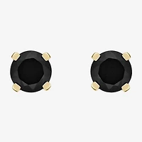 Genuine Black Onyx 14K Gold 6mm Round Stud Earrings