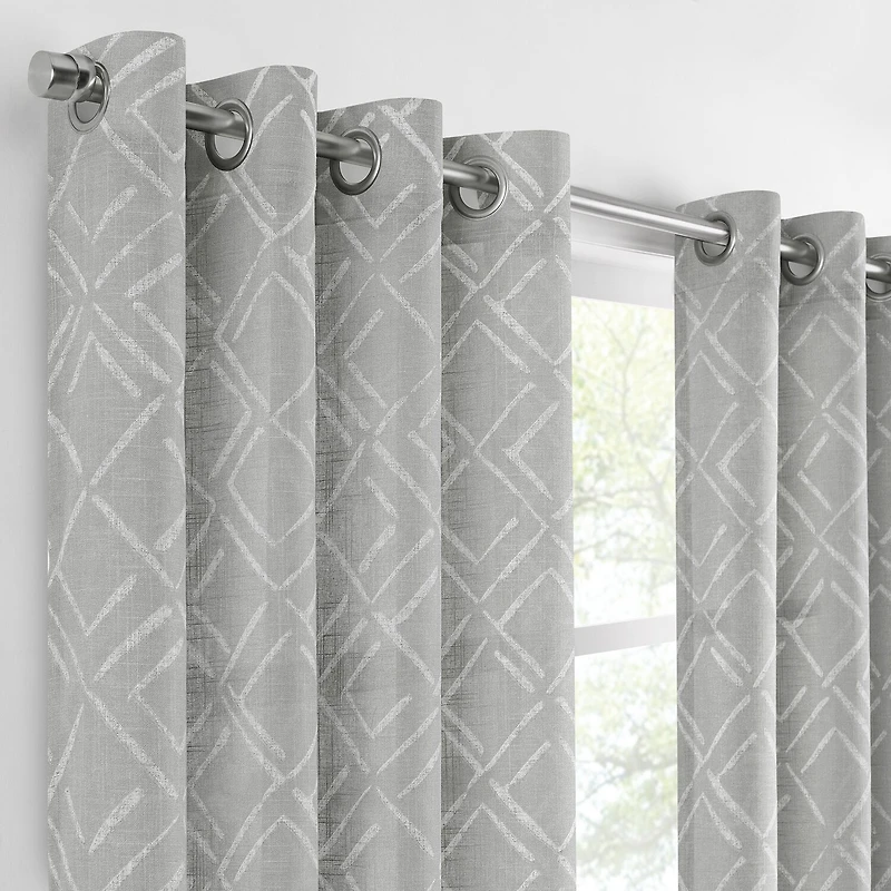 Fieldcrest Arden Diamond Brush Cotton Grommet Top Sheer Single Curtain Panel