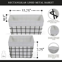 Cheungs Lined Rectangular Metal Basket