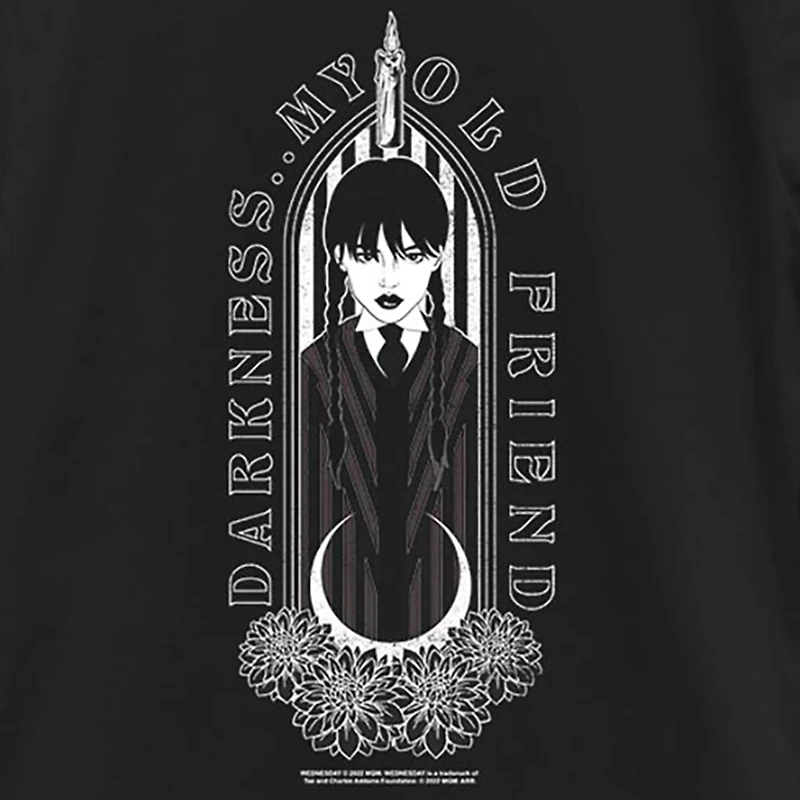 Little & Big Kid Girls Crew Neck Short Sleeve Regular Fit Wednesday Addams Graphic T-Shirt