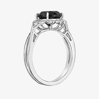 Womens Genuine Black Onyx Sterling Silver Round Cocktail Ring
