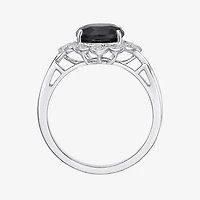 Womens Genuine Black Onyx Sterling Silver Round Cocktail Ring