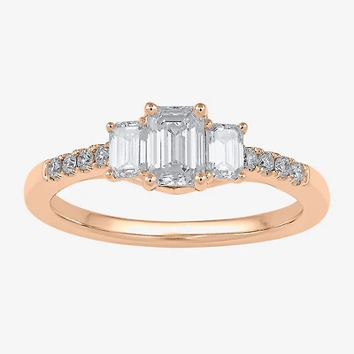 Love Lives Forever (H-I / Si2) Womens 1 CT. T.W. Lab Grown White Diamond 10K Gold Side Stone 3-Stone Engagement Ring
