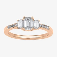 Love Lives Forever (H-I / Si2) Womens 1 CT. T.W. Lab Grown White Diamond 10K Gold Side Stone 3-Stone Engagement Ring