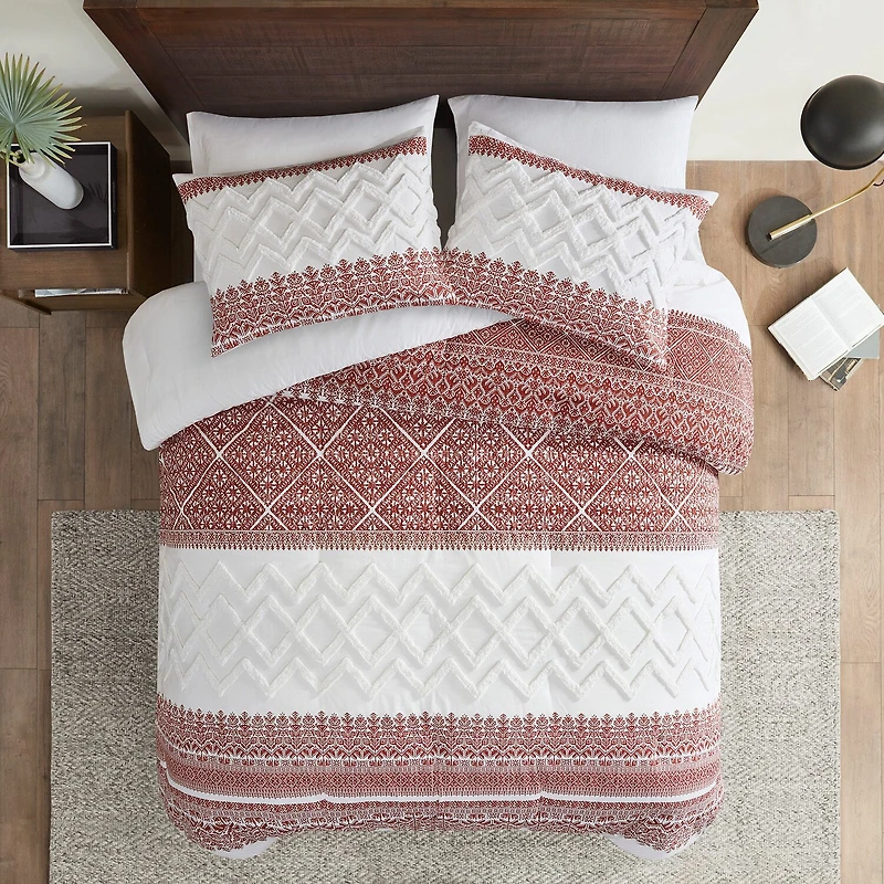 Ink+Ivy Mila 3 Piece Cotton Comforter Set with Chenille Tufting