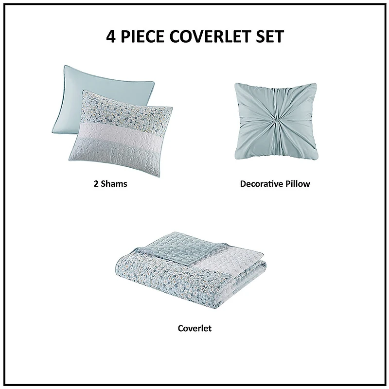 Madison Park Evian Seersucker 4-pc. Hypoallergenic Quilt Set