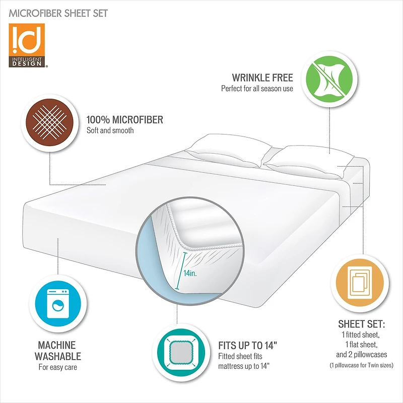 Intelligent Design Microfiber All Season Soft Touch Solid Sheet Set