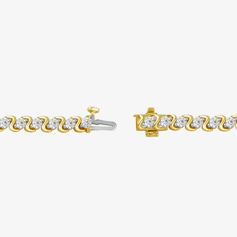 (I / I2) Womens 3 CT. T.W. Lab Grown White Diamond 14K Gold Over Silver Tennis Bracelet