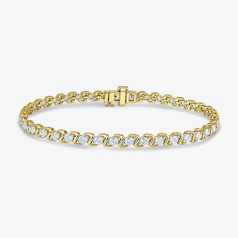 (I / I2) Womens 3 CT. T.W. Lab Grown White Diamond 14K Gold Over Silver Tennis Bracelet