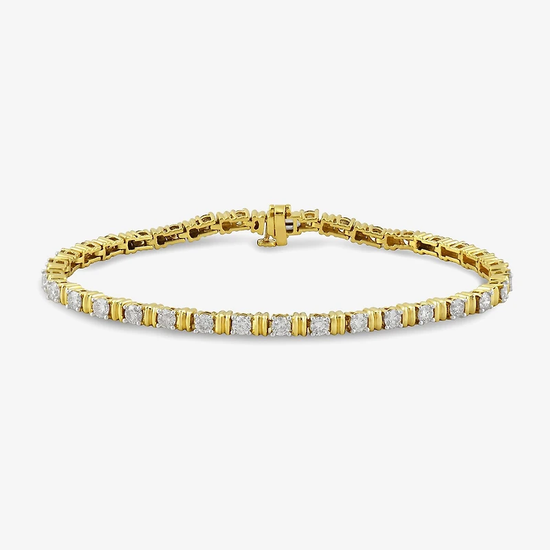 (I / I2) Womens 3 CT. T.W. Lab Grown White Diamond 14K Gold Over Silver Tennis Bracelet