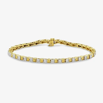 (I / I2) Womens 3 CT. T.W. Lab Grown White Diamond 14K Gold Over Silver Tennis Bracelet