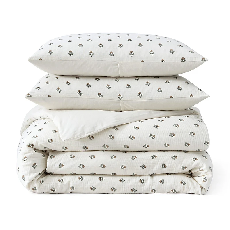 Peri Home Block Print Gauze 3-pc. Easy Care Duvet Cover Set
