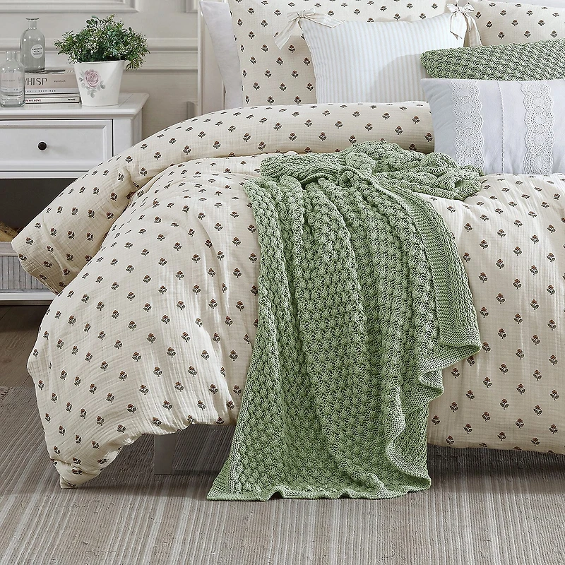 Peri Home Block Print Gauze 3-pc. Easy Care Duvet Cover Set