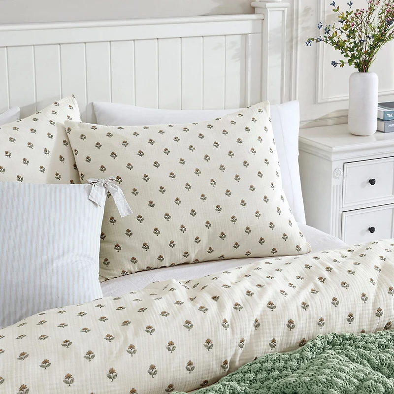 Peri Home Block Print Gauze 3-pc. Easy Care Duvet Cover Set