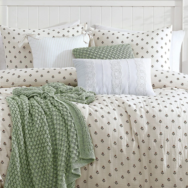 Peri Home Block Print Gauze 3-pc. Easy Care Duvet Cover Set