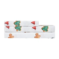 Sweet Home Collection Printed Christmas Holiday Microfiber Deep Pocket Sheet Set