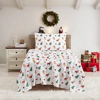 Sweet Home Collection Printed Christmas Holiday Microfiber Deep Pocket Sheet Set