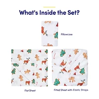 Sweet Home Collection Printed Christmas Holiday Microfiber Deep Pocket Sheet Set